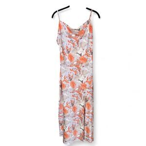 Paper Heart Floral Satin Cowl Neck Slip Midi Dress Size S